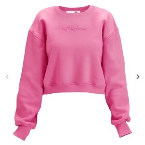 M. Fraise Bunny Hug Crew Neck Pullover Sweatshirt Fleece Long Sleeve Pink Medium